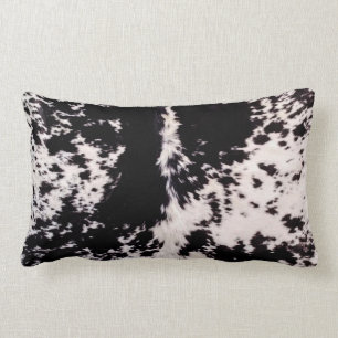Coussin de coton Faux Cow Cide, noir et blanc