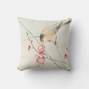 COUSSIN DE COTON PERSONNALISÉ OISEAU JAPONAIS INIT