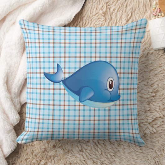 Coussin de coton Plaid Baleine Bleue (Couverture)
