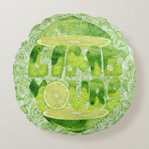 Coussin de coton rond Lime Yours