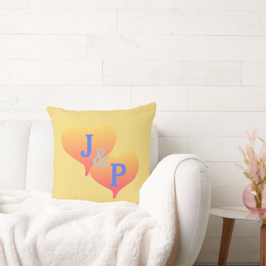 Coussin de coucher de soleil Monogram Heart jaune (Canapé)