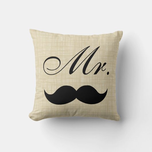 Coussin de couple, M. w Mustache noire sur parchem (Recto)