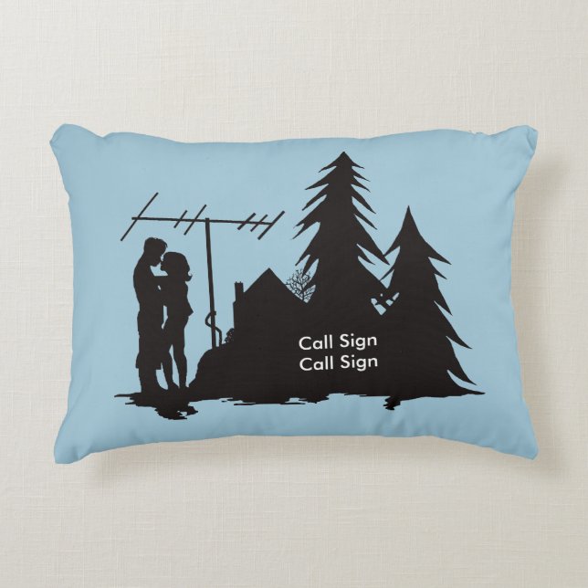 Coussin de couples de silhouette de radio-amateur (Devant)