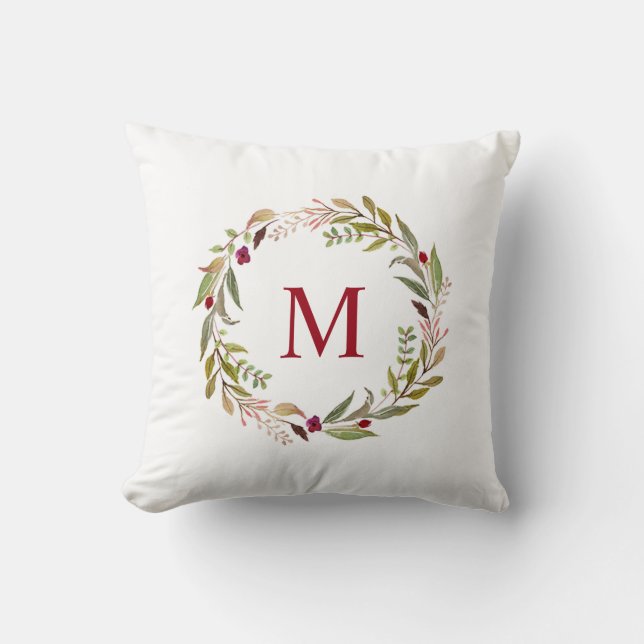 Coussin de couronne monogramme de vacances (Recto)