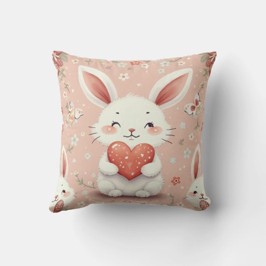 coussin de coussin de lapin souriant (Verso)
