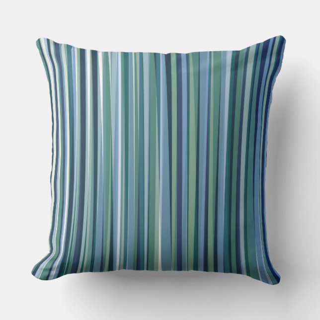 Coussin de coussin de rayure verte et bleue (Recto)