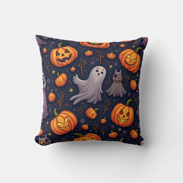 Coussin de coussin motif citrouille Halloween (Recto)