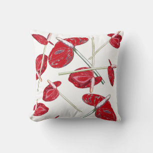 Coussin de coussin Motif de fleurs d'anthurium rou