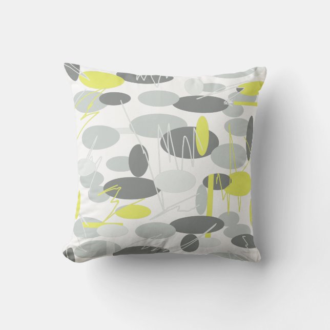 Coussin de coussin Motif gris jaune ovale (Recto)