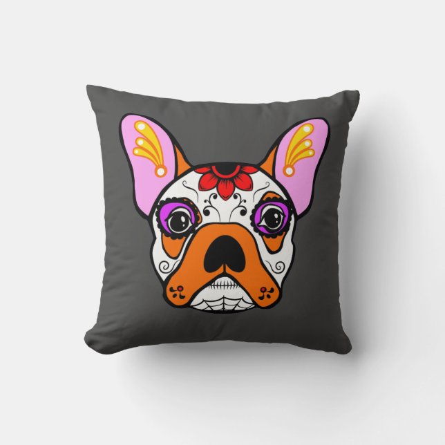 Coussin de crâne de sucre de bouledogue français (Recto)