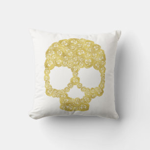 Coussin de crâne Rose d'or