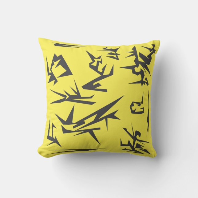 Coussin De Cuisine D'Art Abstrait Gris Et Jaune (Recto)