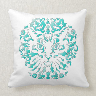 Coussin de damassé de chat (turquoise)