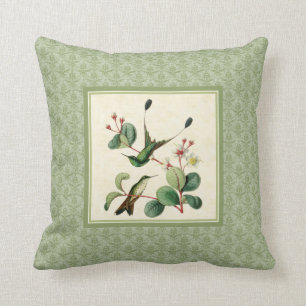 Coussin de damassé de colibris de queue de