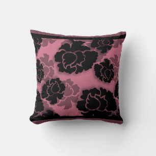 Coussin de décadence florale grungy, rose