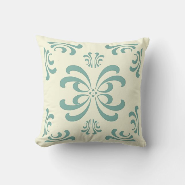 Coussin de décor de Flourish de Nouveau d'ivoire (Recto)