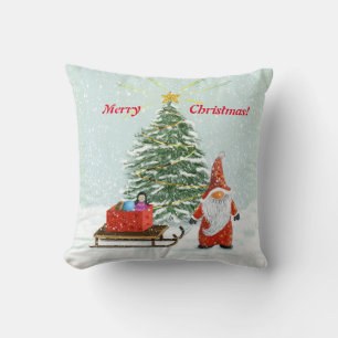 Coussin de décorateur de gnome de Noël joyeux