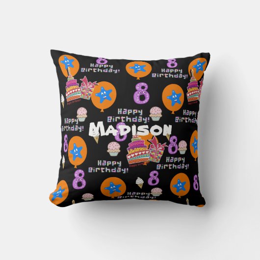 Coussin de décoration, #8 Joyeux 8e Anniversaire N (Recto)