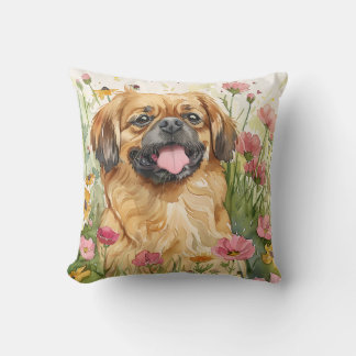 Coussin de décoration Pékinois – Aquarelle