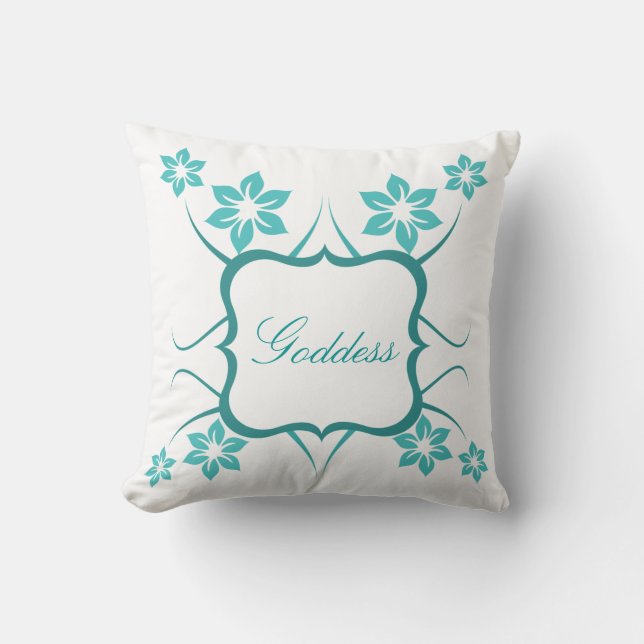 Coussin de déesse florale, Turquoise (Recto)