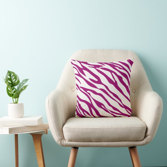 Coussin de design de framboise et de zèbre blanc (Chaise)