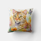 Coussin de design floral de chats du Bengale (Verso)