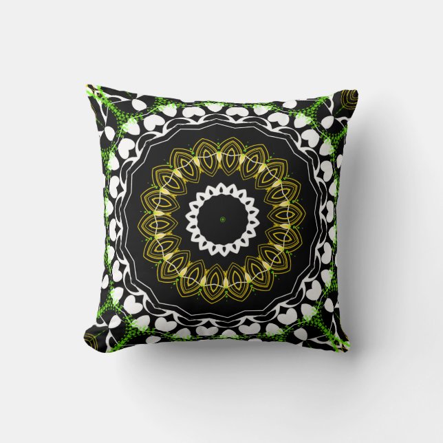 Coussin de design Motif vert jaune et blanc (Recto)