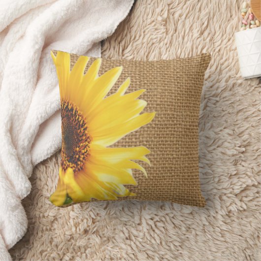 Coussin de design Sunflower Burlap (Couverture)