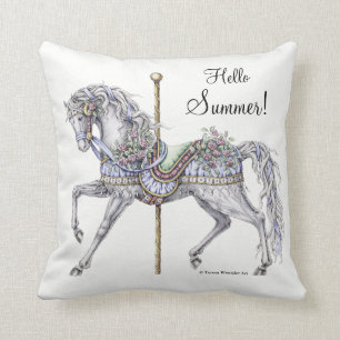 Coussin de dessin de cheval de carrousel d'été