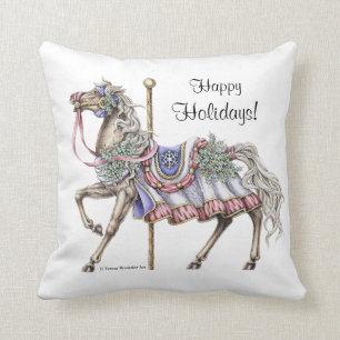 Coussin de dessin de cheval de carrousel d'hiver