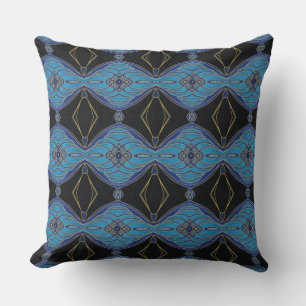 Coussin de diamants floraux Abstraits noirs et Tur
