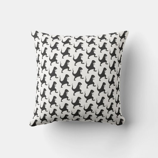 Coussin de dinosaure noir et blanc (Verso)