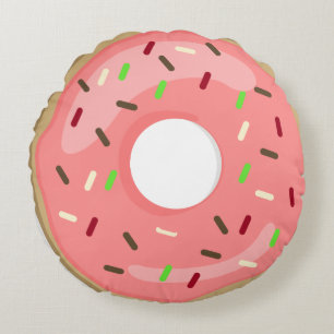 Coussin de doughnut rose et jaune