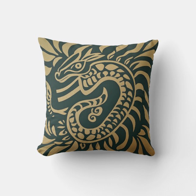 Coussin de dragon tribal d'or (Recto)