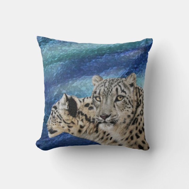 Coussin de faune d'habitat de léopard de neige (Recto)