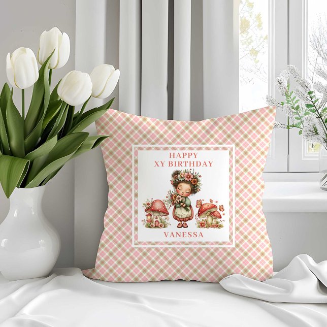 Coussin de fête pour le 6ème anniversaire de la fé (Whimsy Blush Fairy 6th Birthday Throw Pillow)