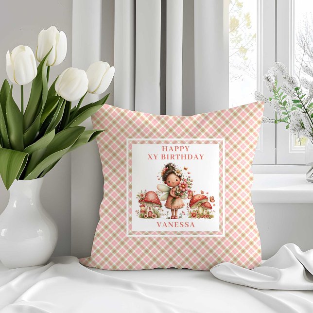 Coussin de fête pour le 8ème anniversaire de la Fé (Magical Pink Fairy 8th Birthday Throw Pillow)
