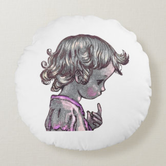 Coussin de fille à cheveux bouclés