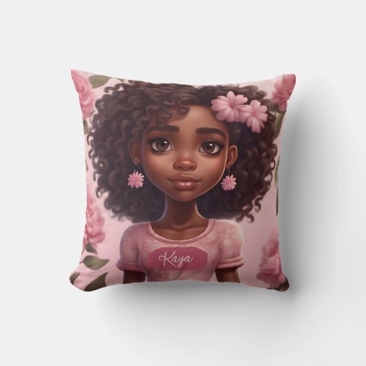 Coussin de fille noire personnalisée (Recto)