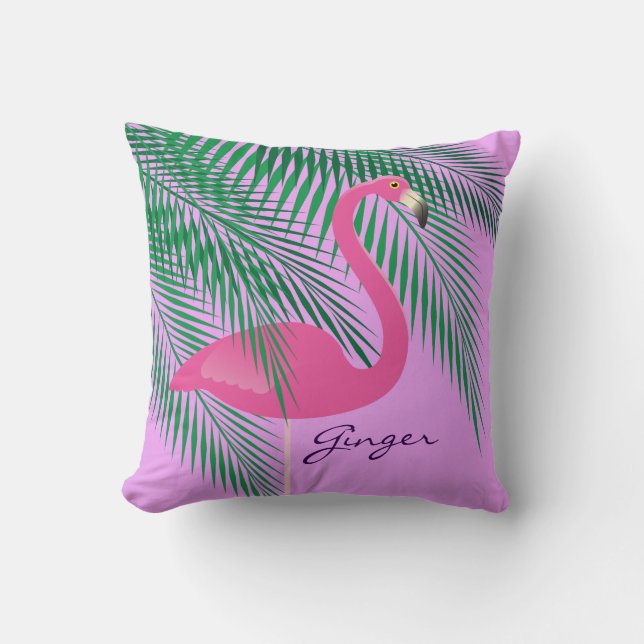 Coussin de Flamant rose rose et violet du gingembr (Recto)