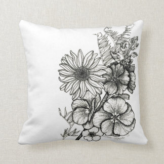 coussin de fleur d'art de dotwork