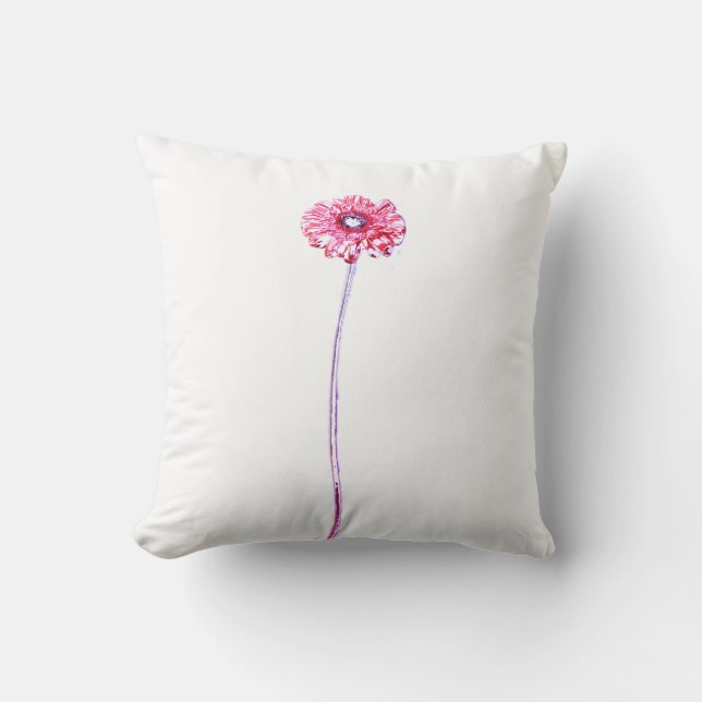Coussin de fleur de Gérbera Chrysanthème Rose Pâle (Recto)