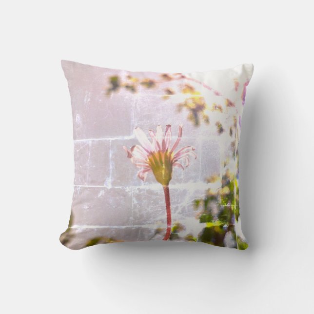 Coussin de fleur de marguerite bleue stylisée (Recto)