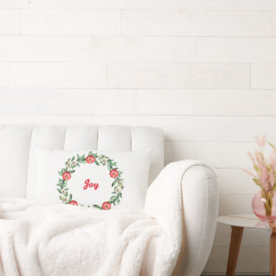 Coussin de fleur rose de Noël Wreath Lumbar   Paix