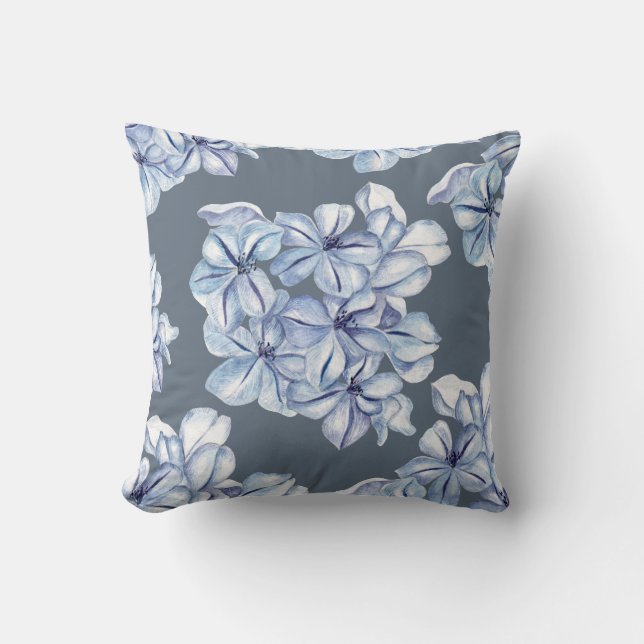 Coussin de fleurs bleues serene (Recto)
