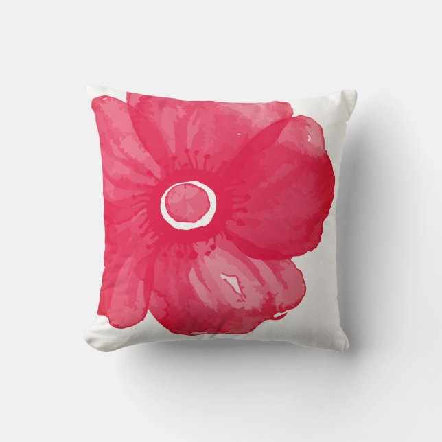 Coussin de fleurs d'aquarelle rouge (Recto)