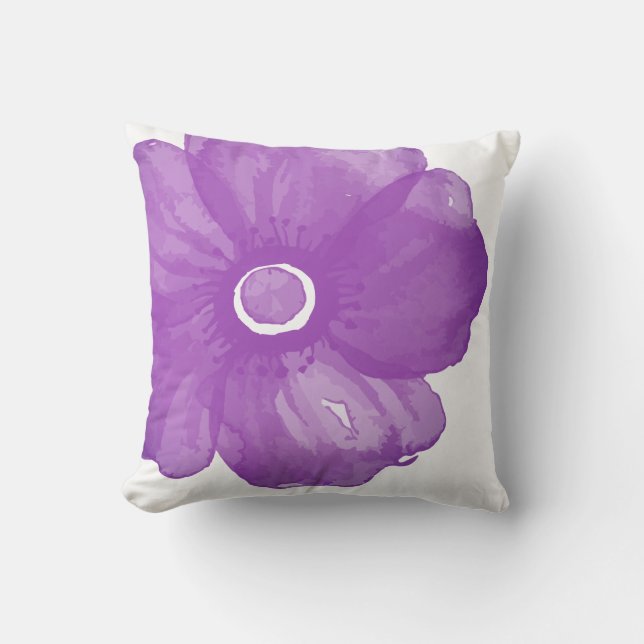 Coussin de fleurs d'aquarelle violet (Recto)