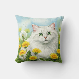 Coussin de fleurs de chats blancs