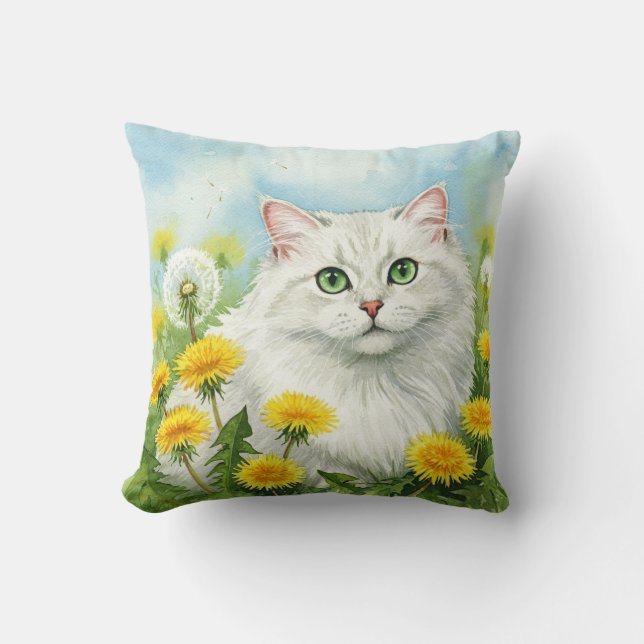Coussin de fleurs de chats blancs (Recto)