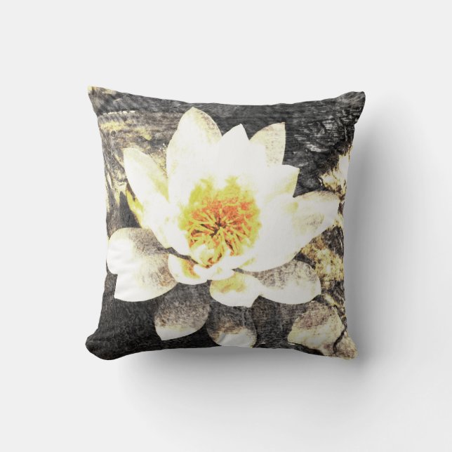 coussin de fleurs de lotus gris et jaune (Recto)